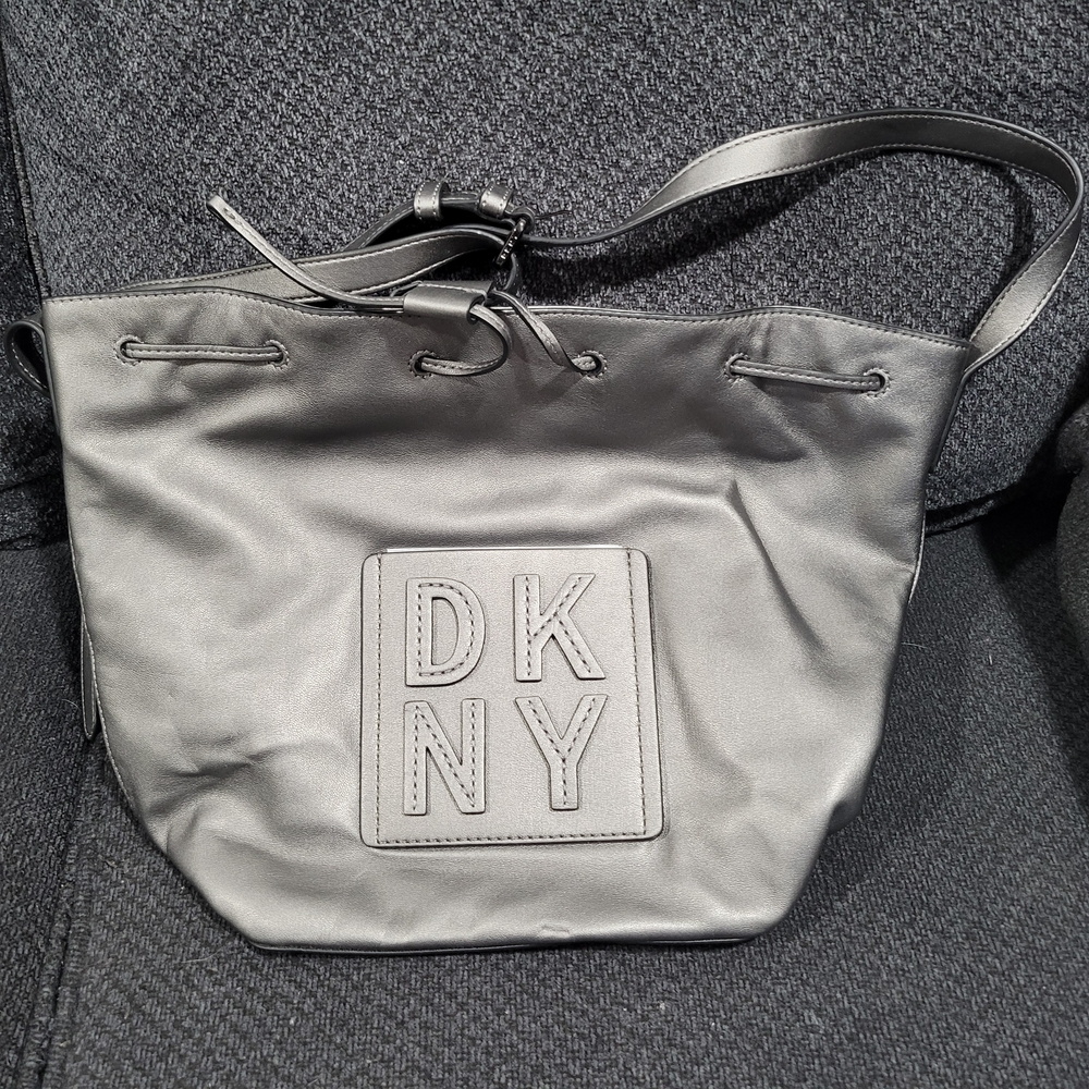 DKNY Metallic Gray Shoulder Bag